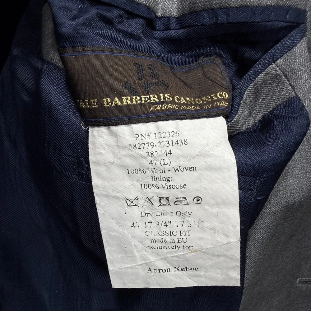 J.Hilburn Blazer Mens 47L Gray Wool Sport Coat Vitale Barberis Canonico Italy